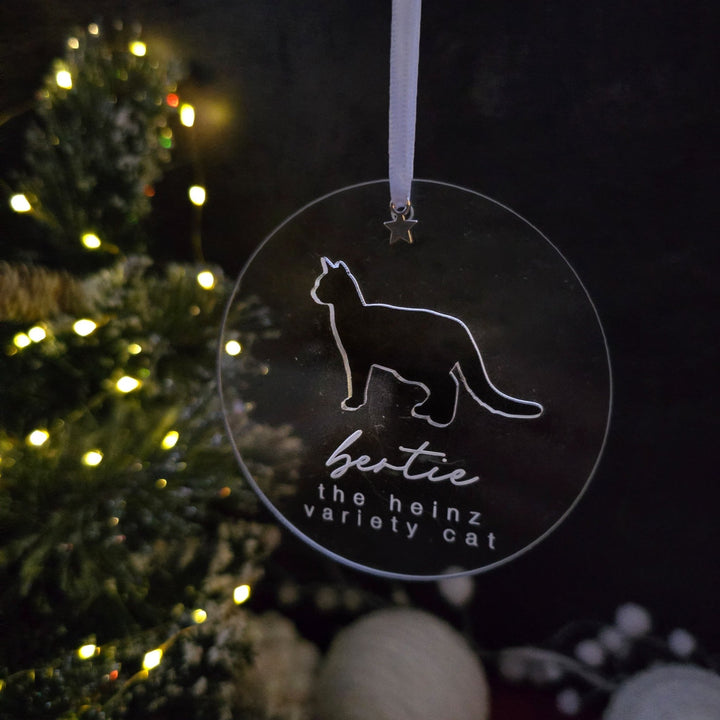 Acrylic Glow - Personalised Cat Ornament - TilleyTree