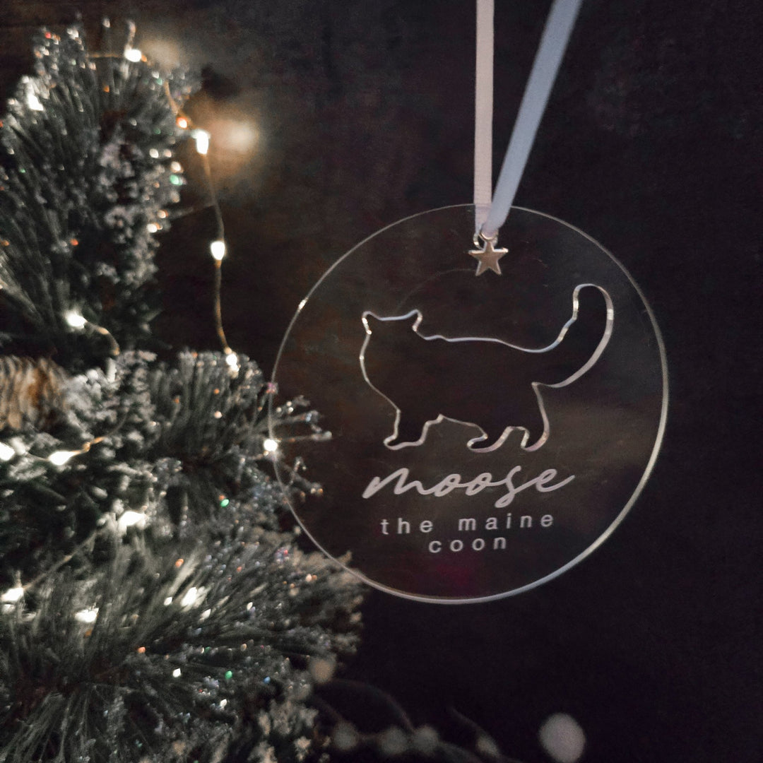 Acrylic Glow - Personalised Cat Ornament - TilleyTree