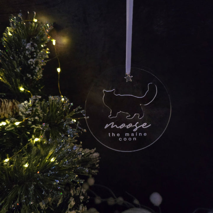 Acrylic Glow - Personalised Cat Ornament - TilleyTree