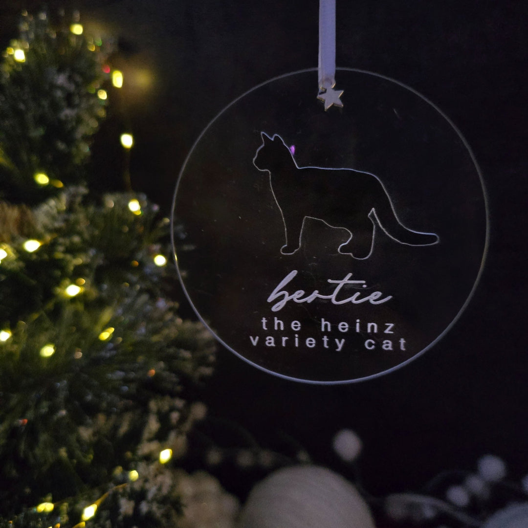 Acrylic Glow - Personalised Cat Ornament - TilleyTree