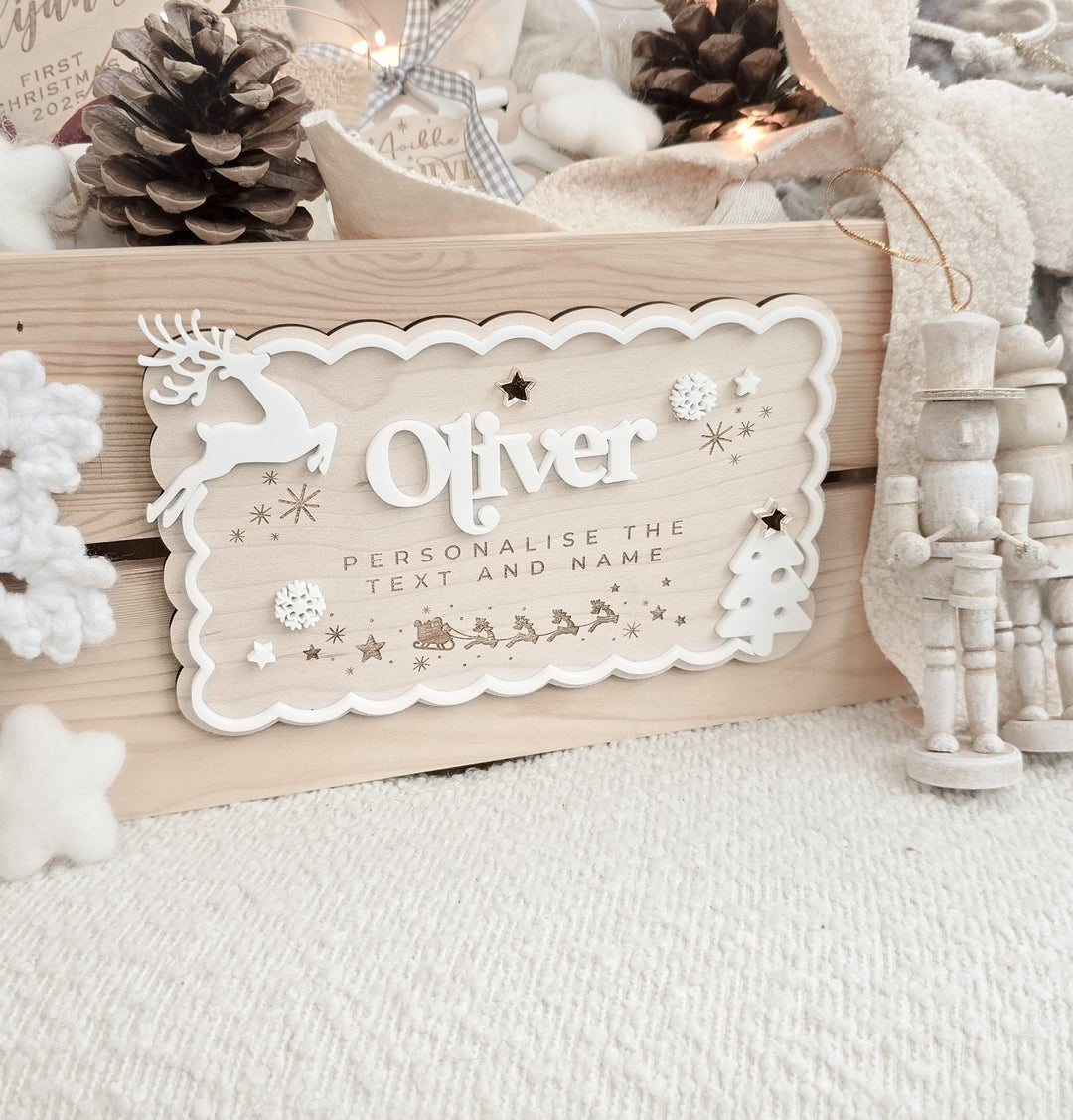 Christmas Crate or Plaque Sign - Scallop Luxury Version - TilleyTree
