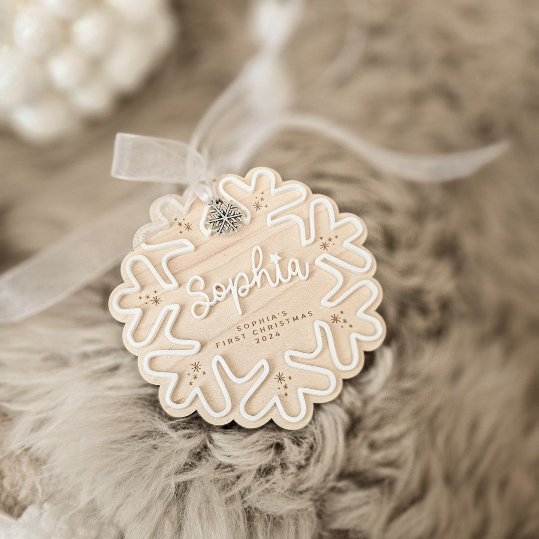 First Christmas - Snowflake Collection - Swirly Font - TilleyTree