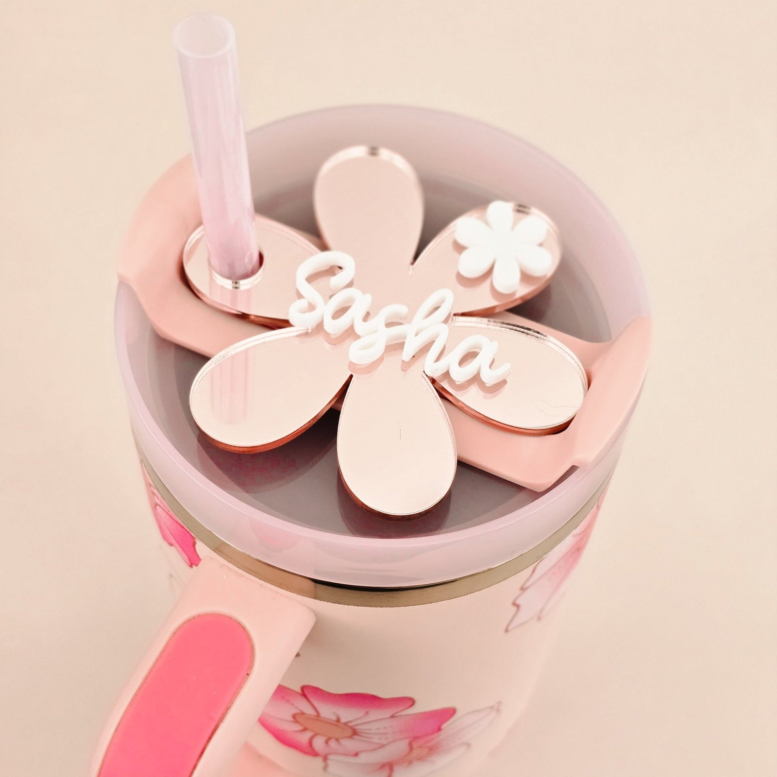 Flower Shape Personalised Tumbler Name Topper For Quencher 1.2l - TilleyTree