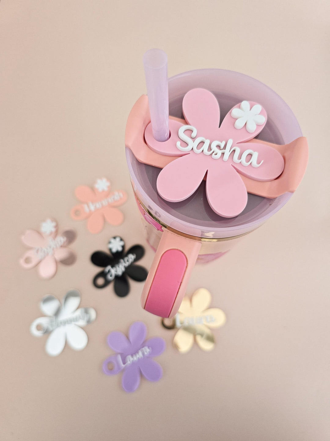 Flower Shape Personalised Tumbler Name Topper For Quencher 1.2l - TilleyTree