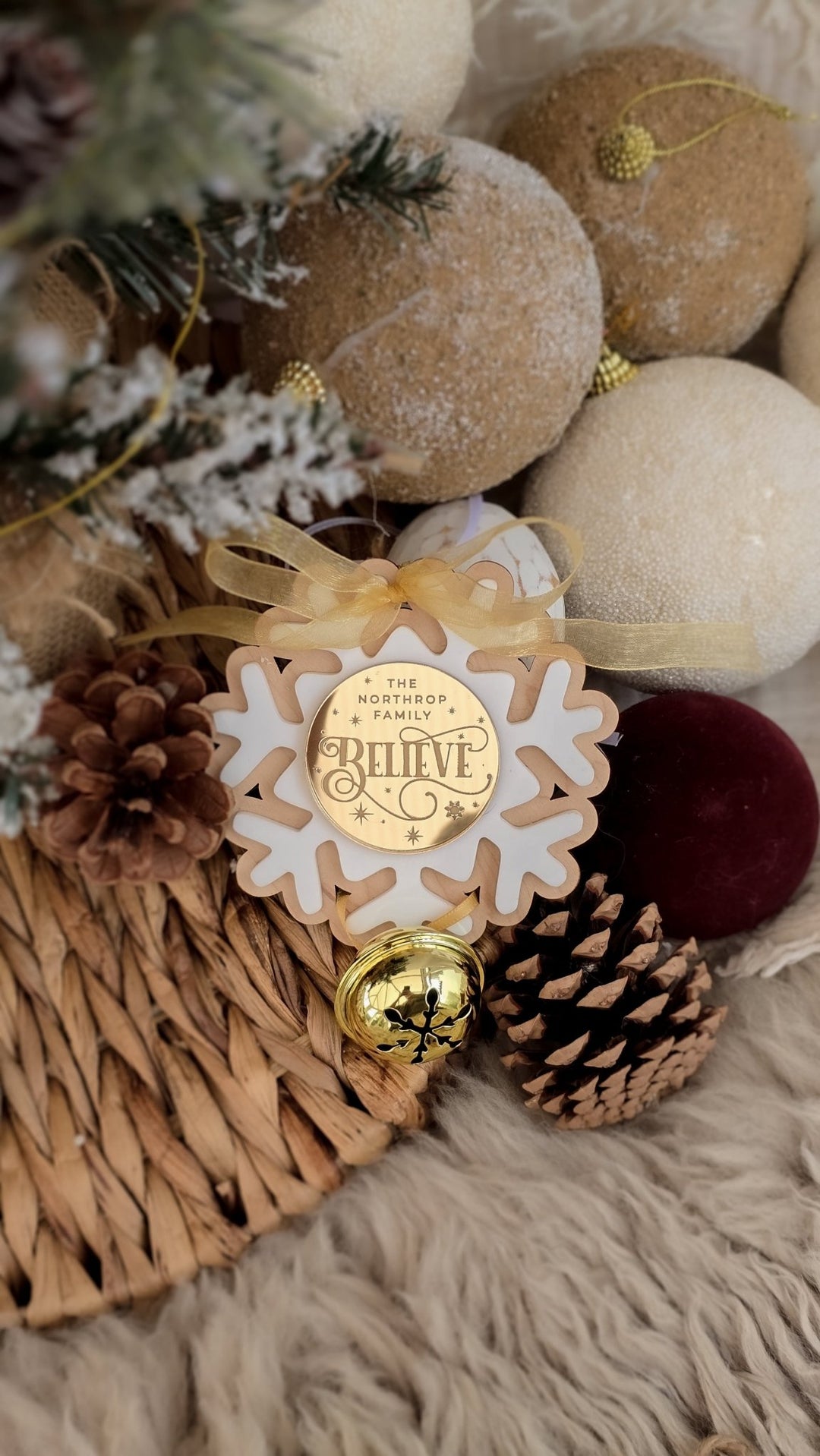 Gold Believe Bell Ornament - TilleyTree