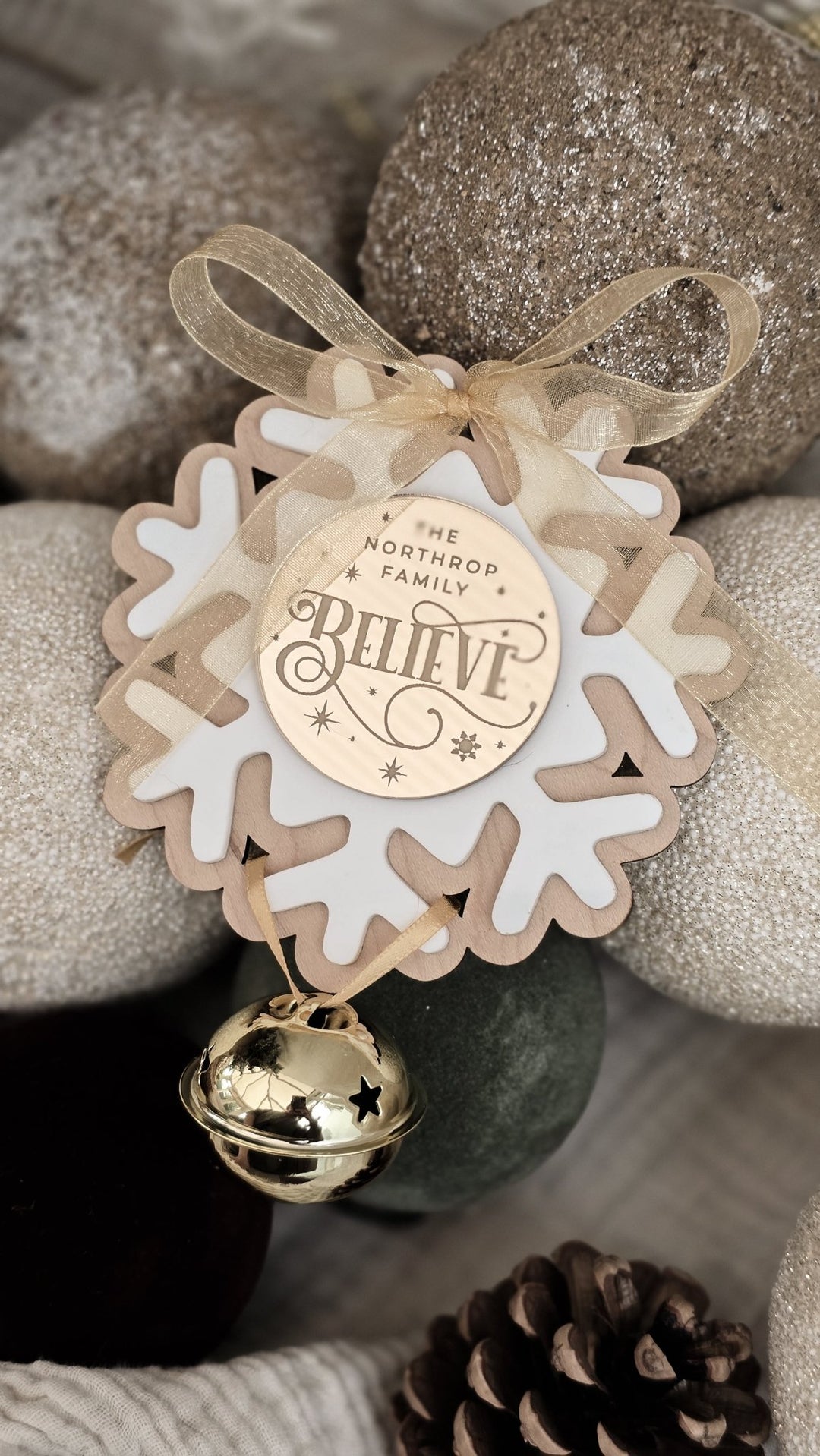 Gold Believe Bell Ornament - TilleyTree
