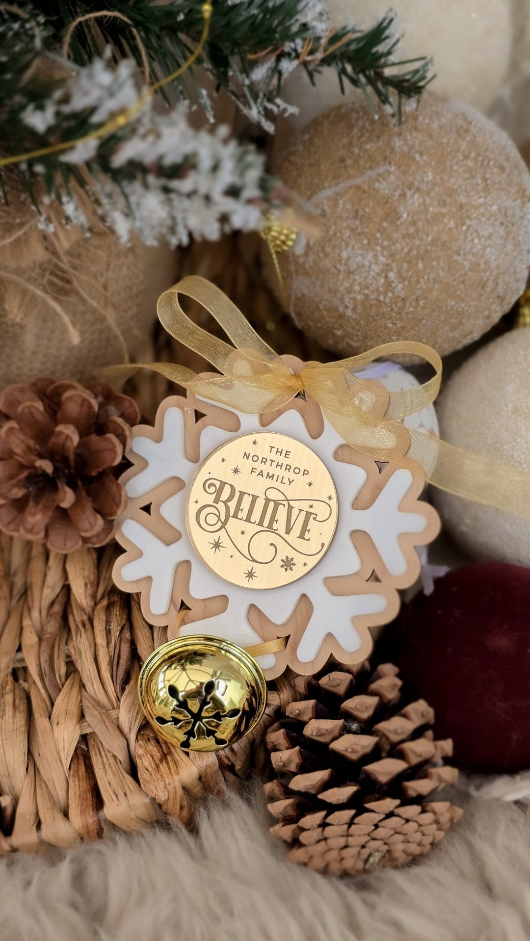 Gold Believe Bell Ornament - TilleyTree