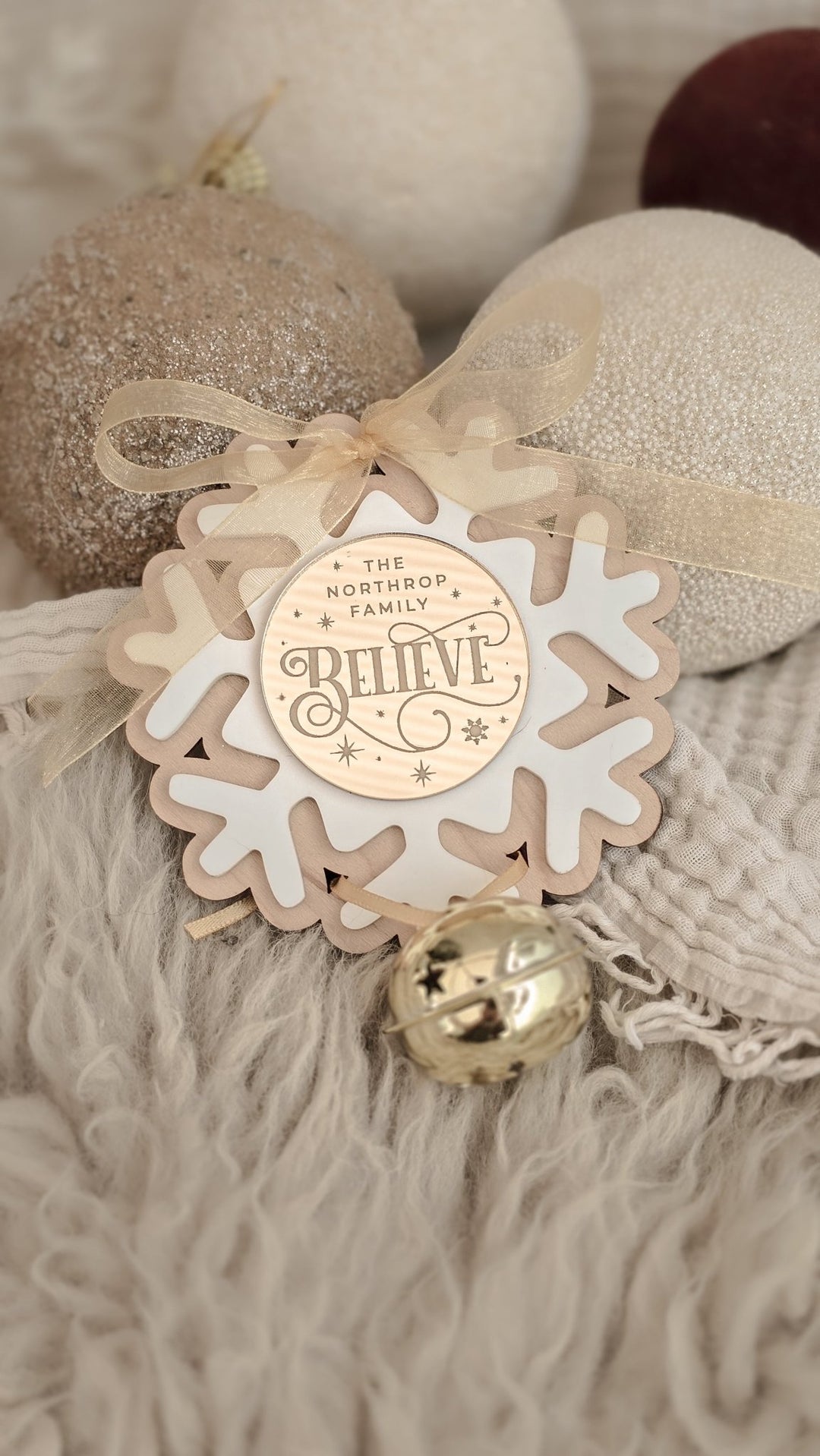 Gold Believe Bell Ornament - TilleyTree