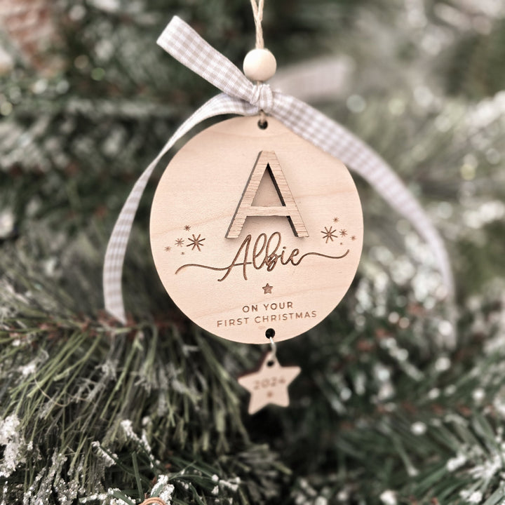 Initial & Name Baby's First Christmas Decoration - TilleyTree