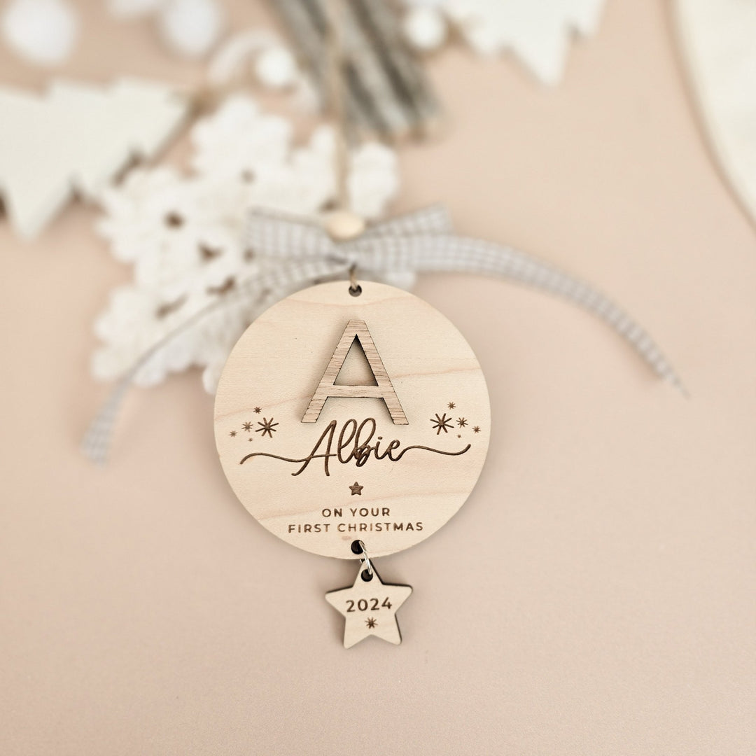 Initial & Name Baby's First Christmas Decoration - TilleyTree