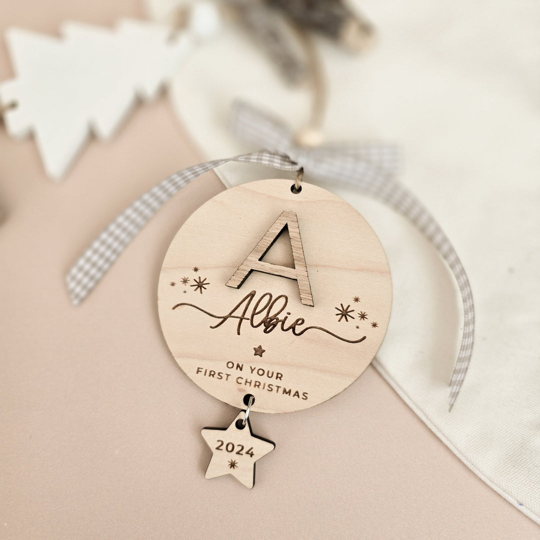 Initial & Name Baby's First Christmas Decoration - TilleyTree