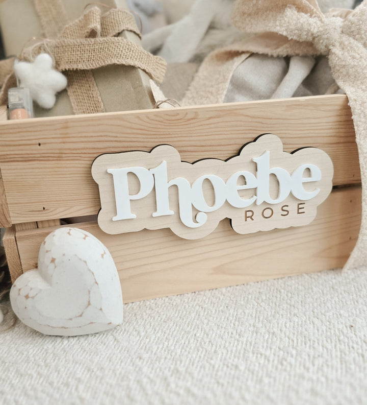 Modern Name Crate Sign | Personalised Wooden Box Name Plaque - TilleyTree