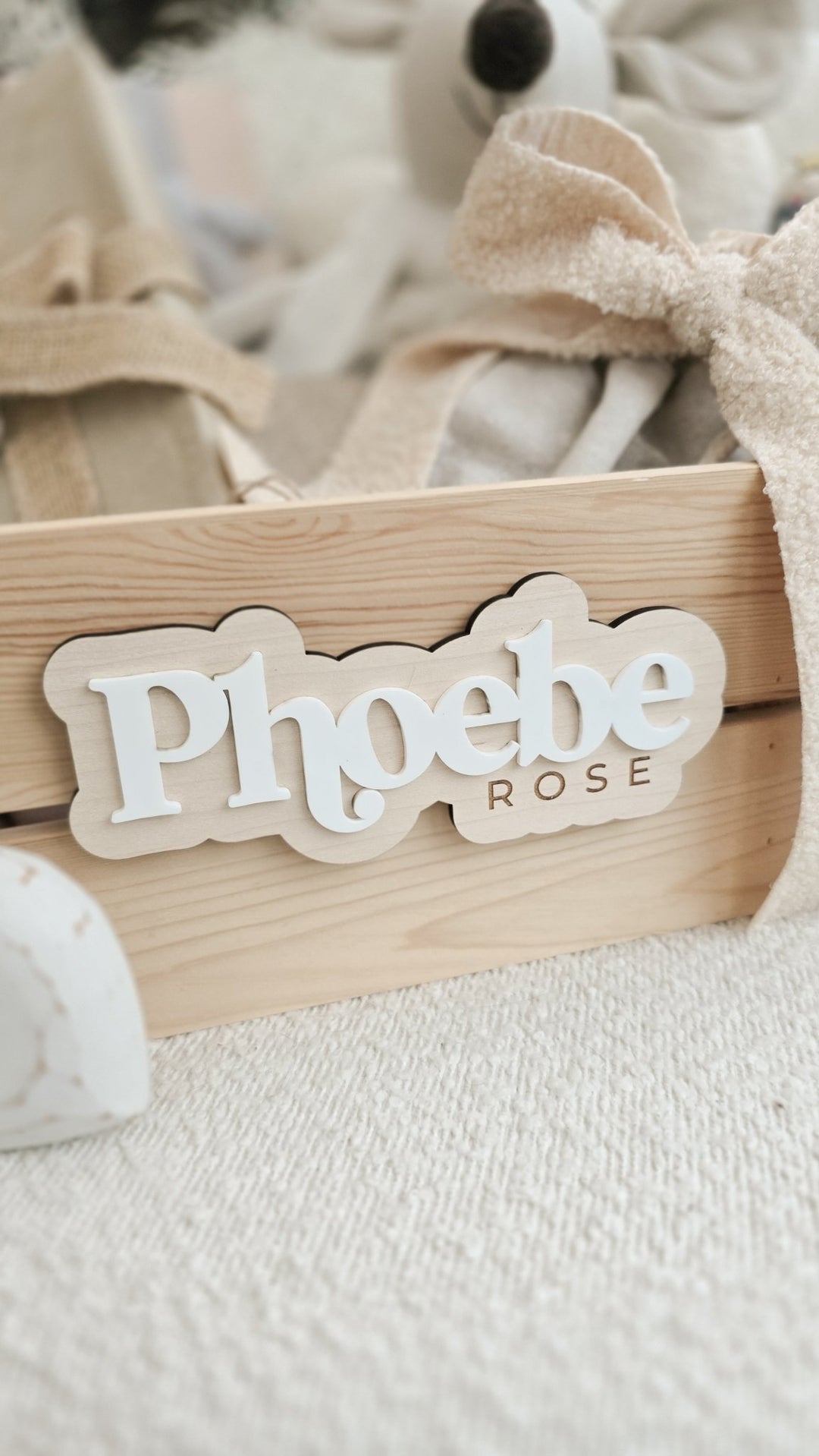 Modern Name Crate Sign | Personalised Wooden Box Name Plaque - TilleyTree