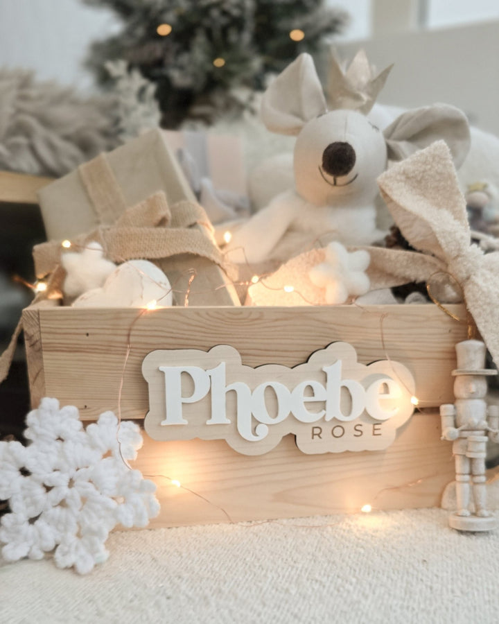 Modern Name Crate Sign | Personalised Wooden Box Name Plaque - TilleyTree