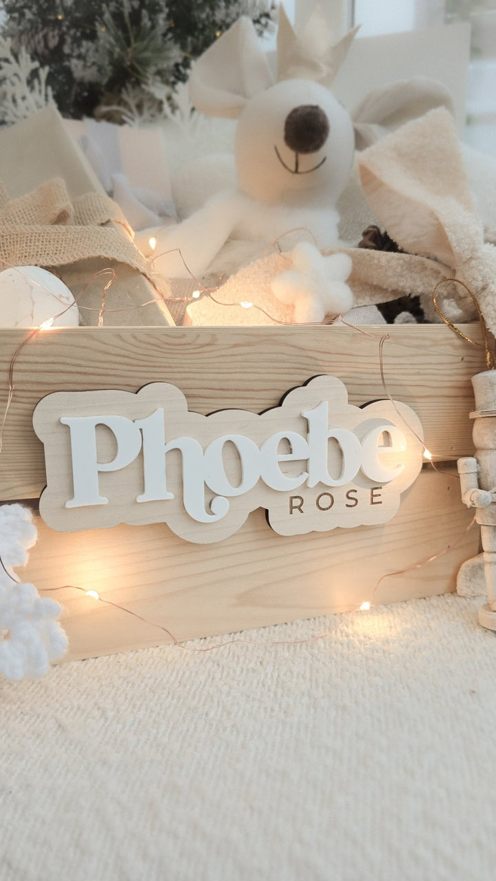 Modern Name Crate Sign | Personalised Wooden Box Name Plaque - TilleyTree
