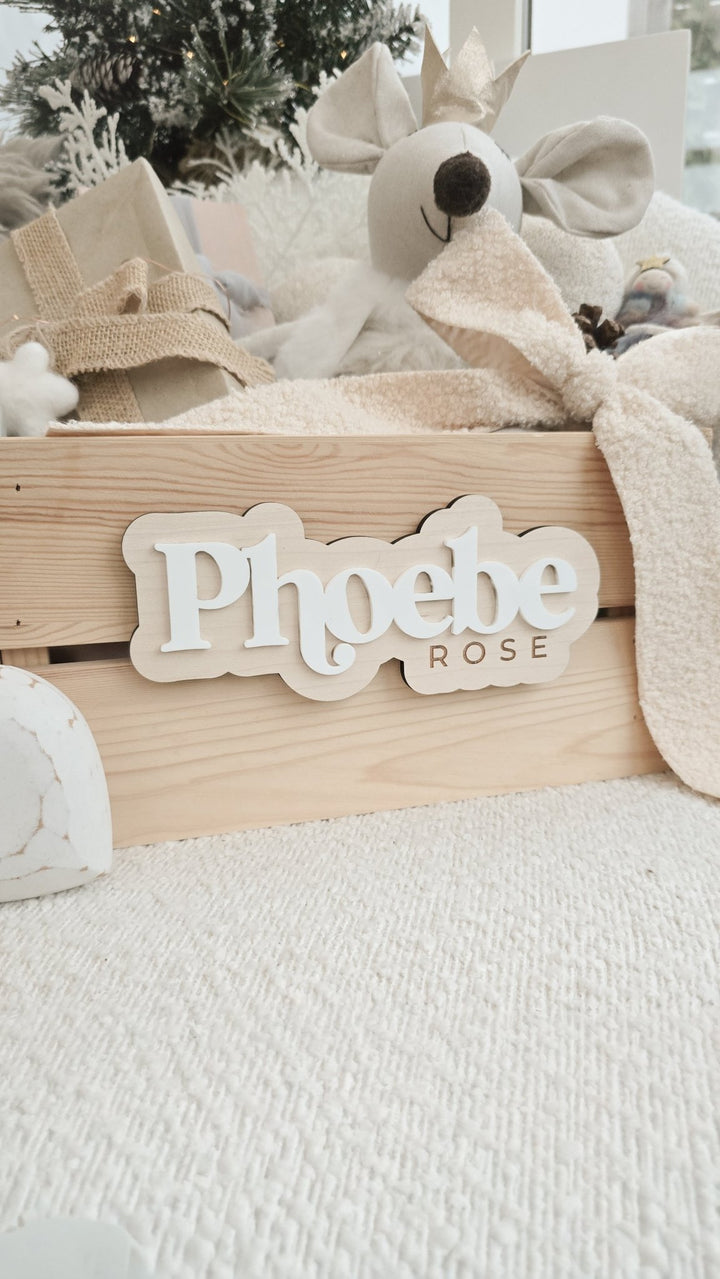 Modern Name Crate Sign | Personalised Wooden Box Name Plaque - TilleyTree