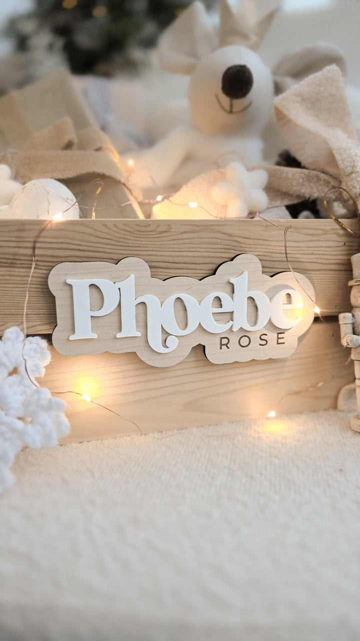 Modern Name Crate Sign | Personalised Wooden Box Name Plaque - TilleyTree