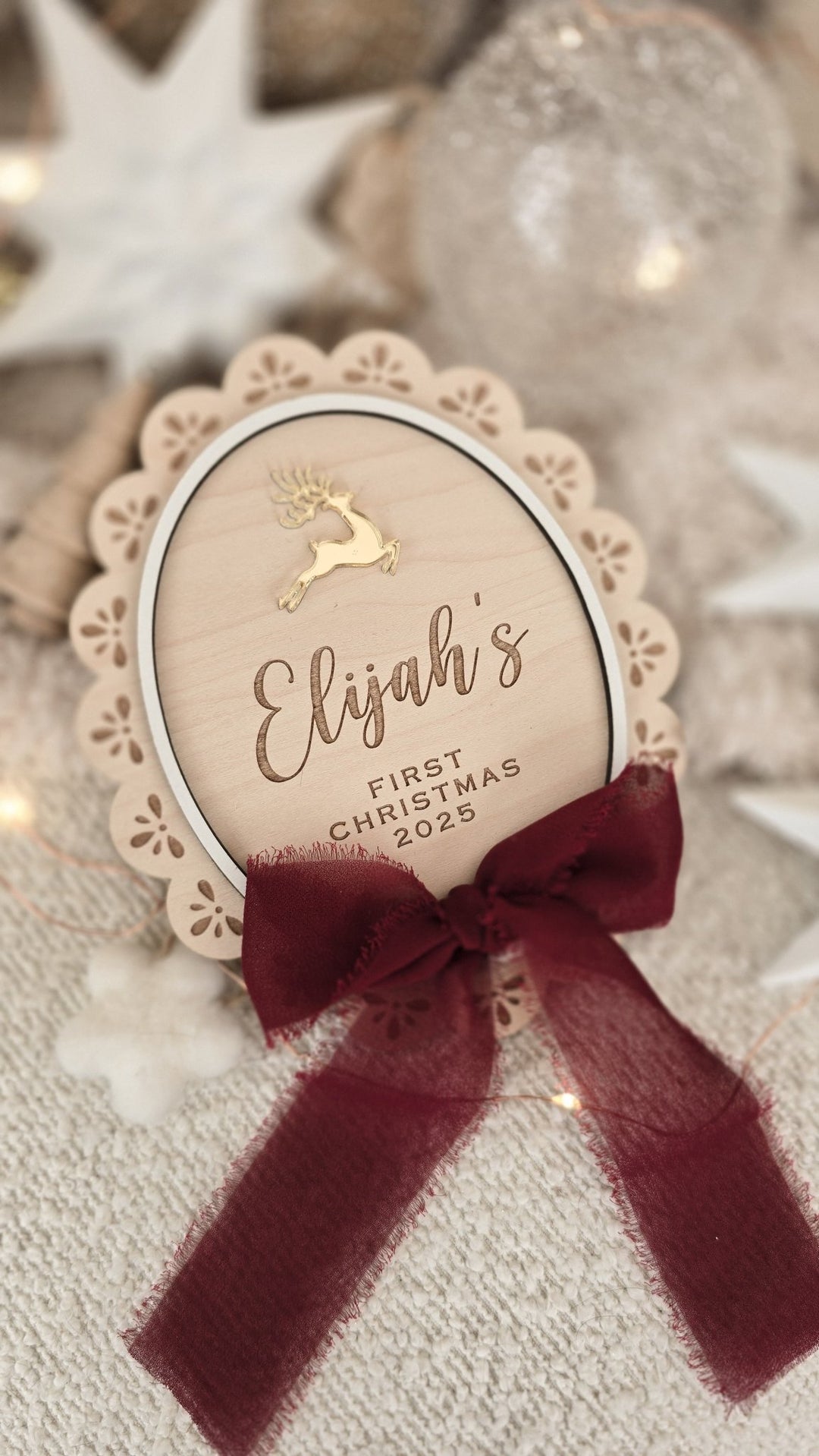 My First Christmas Sign - Golden Reindeer - TilleyTree