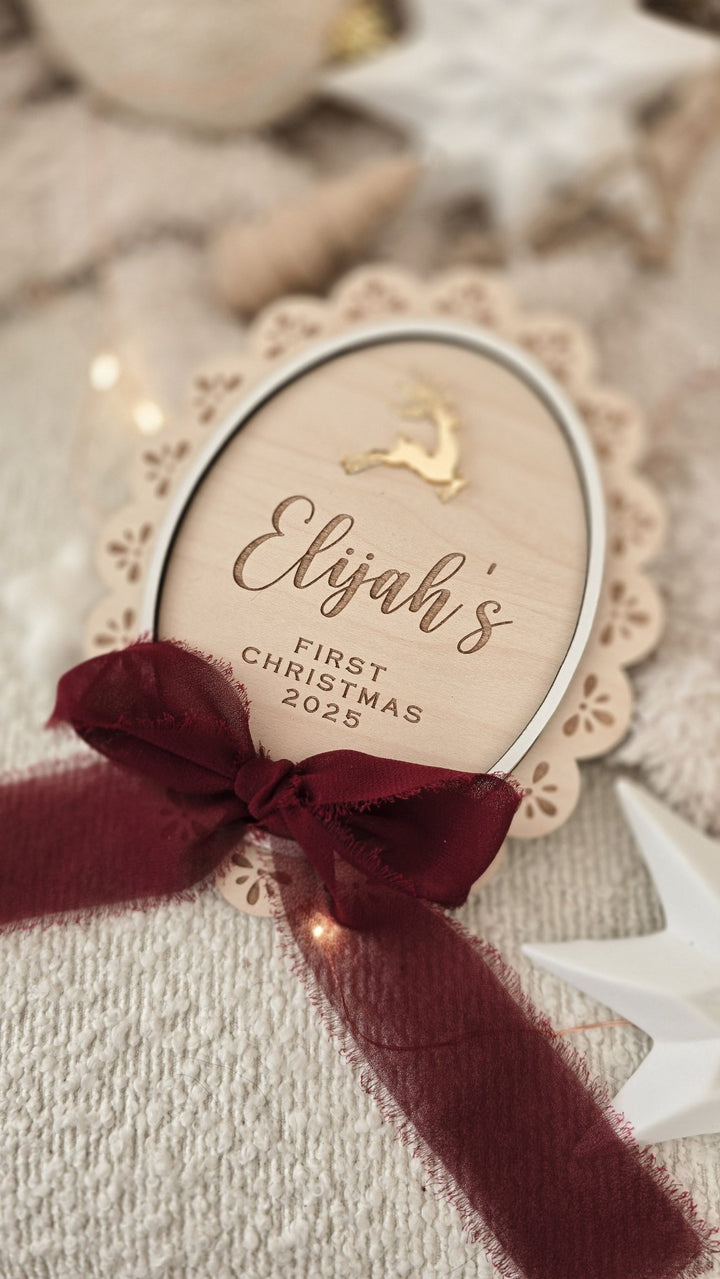 My First Christmas Sign - Golden Reindeer - TilleyTree