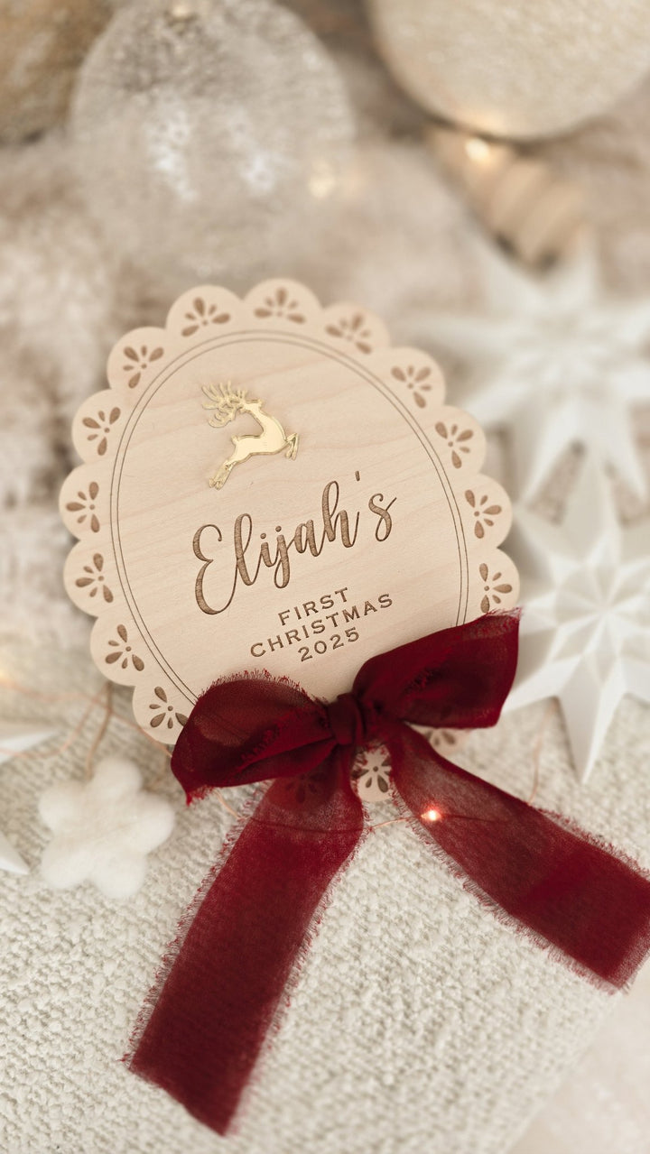 My First Christmas Sign - Golden Reindeer - TilleyTree