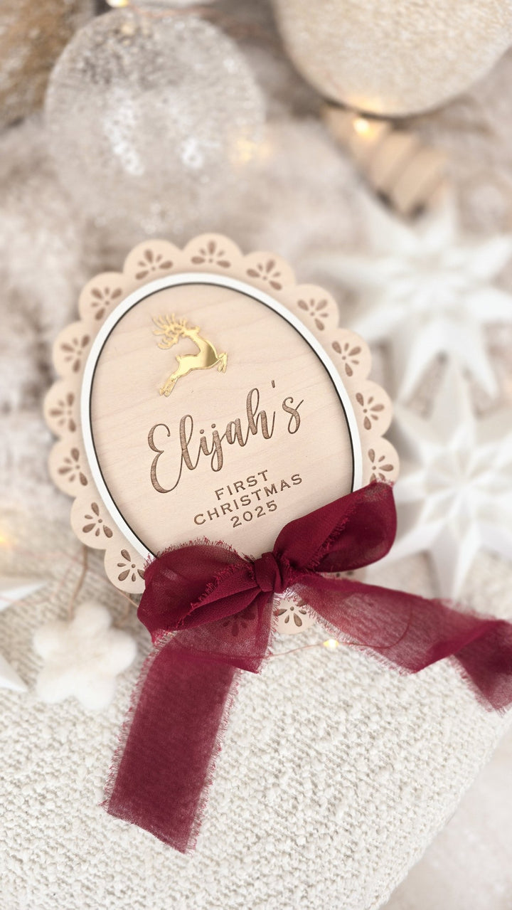 My First Christmas Sign - Golden Reindeer - TilleyTree