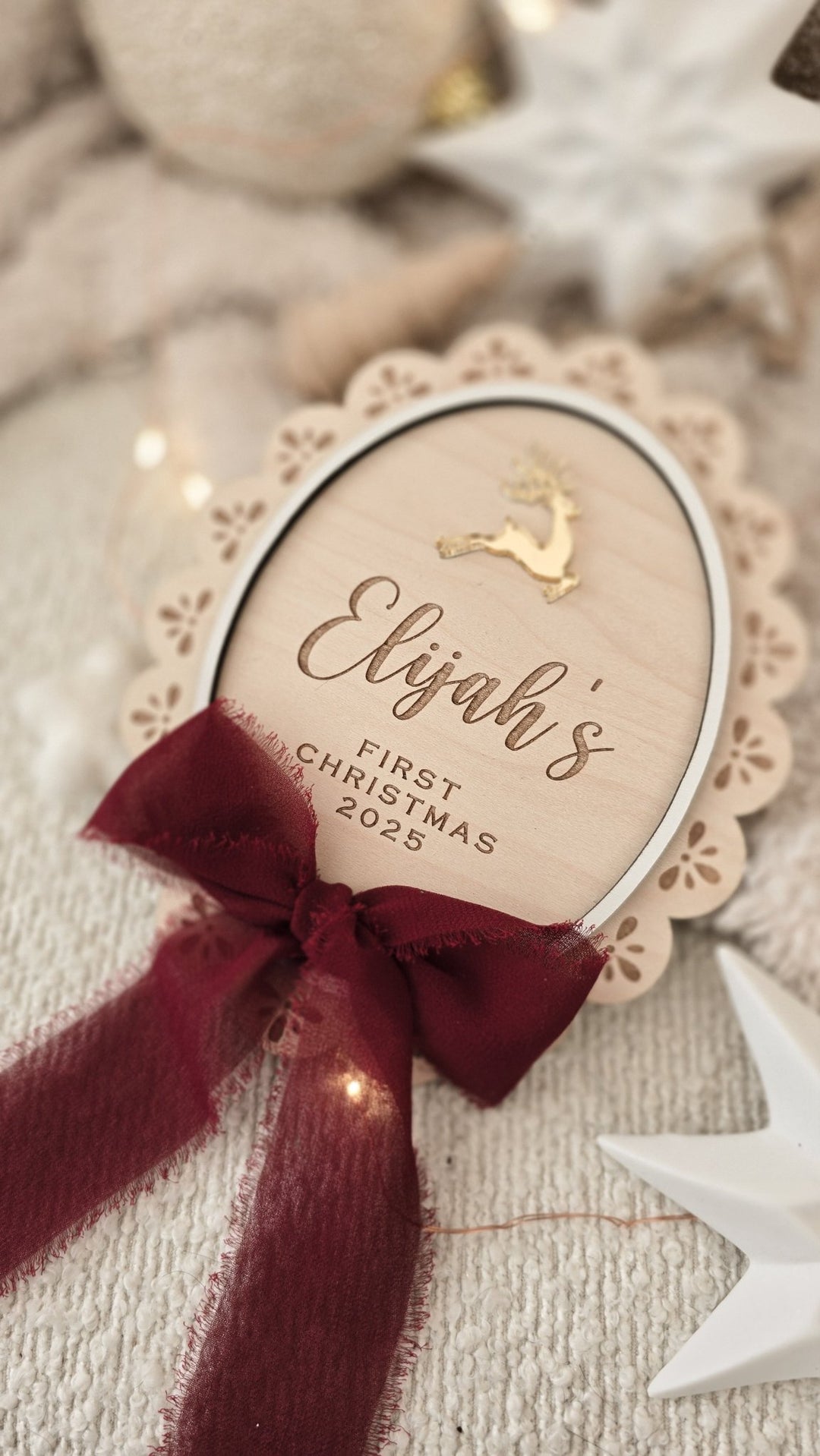 My First Christmas Sign - Golden Reindeer - TilleyTree