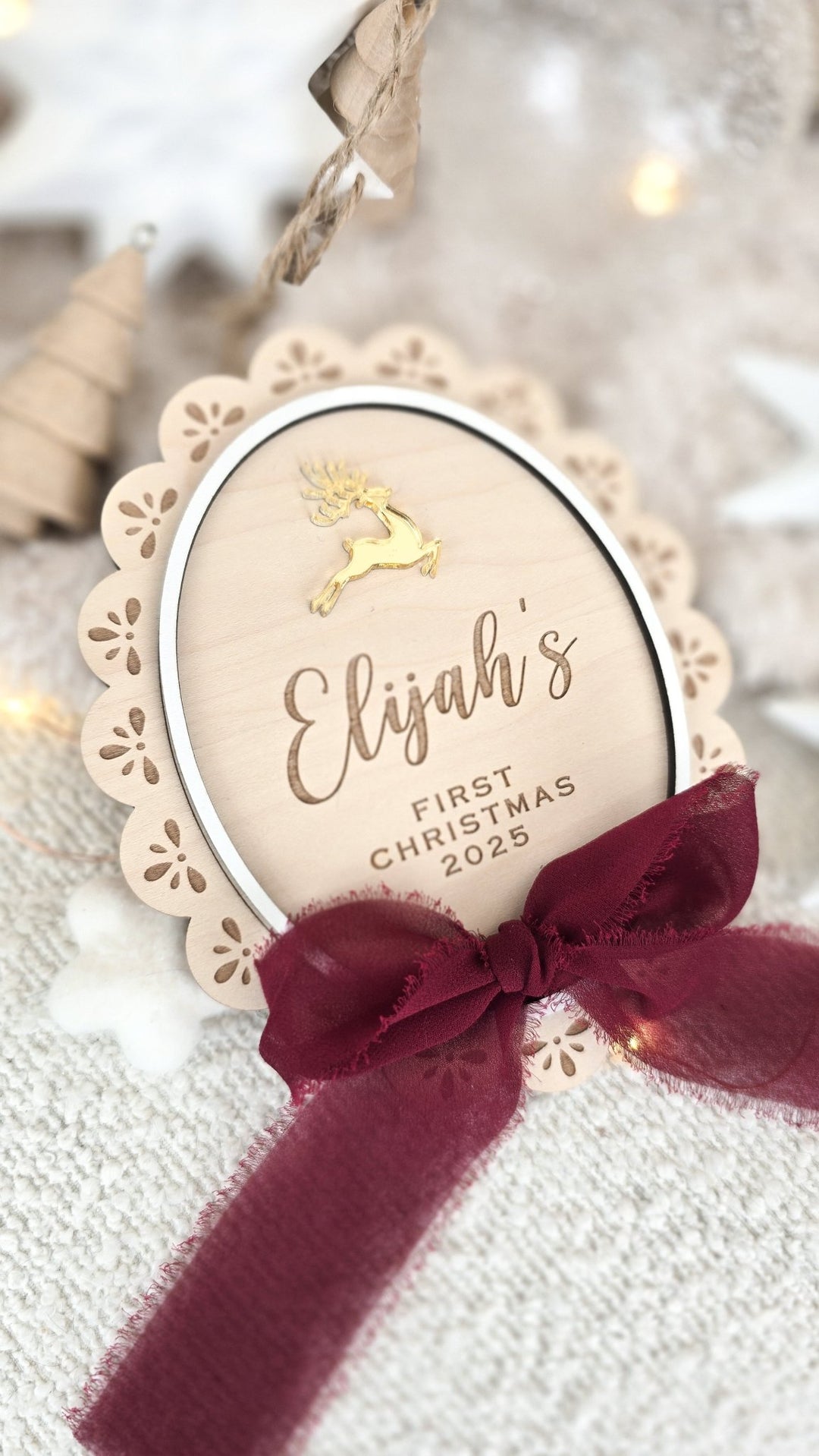 My First Christmas Sign - Golden Reindeer - TilleyTree