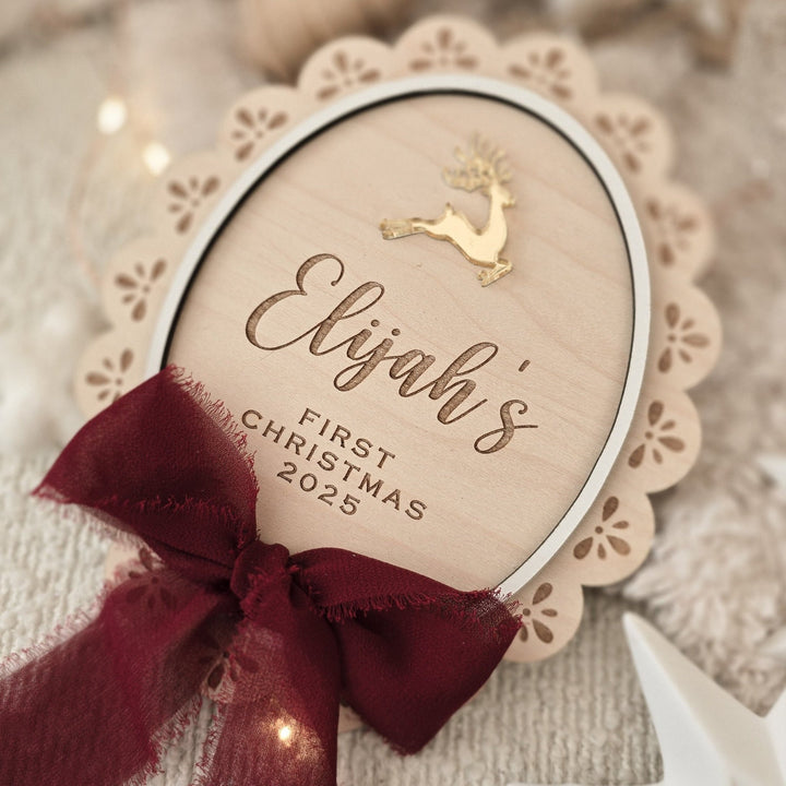 My First Christmas Sign - Golden Reindeer - TilleyTree