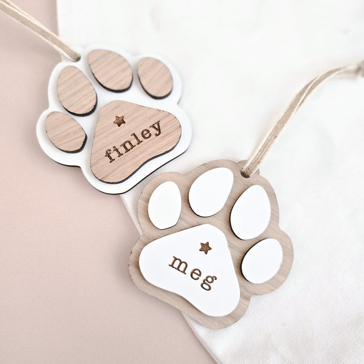 Paw Print Decoration Personalised - TilleyTree