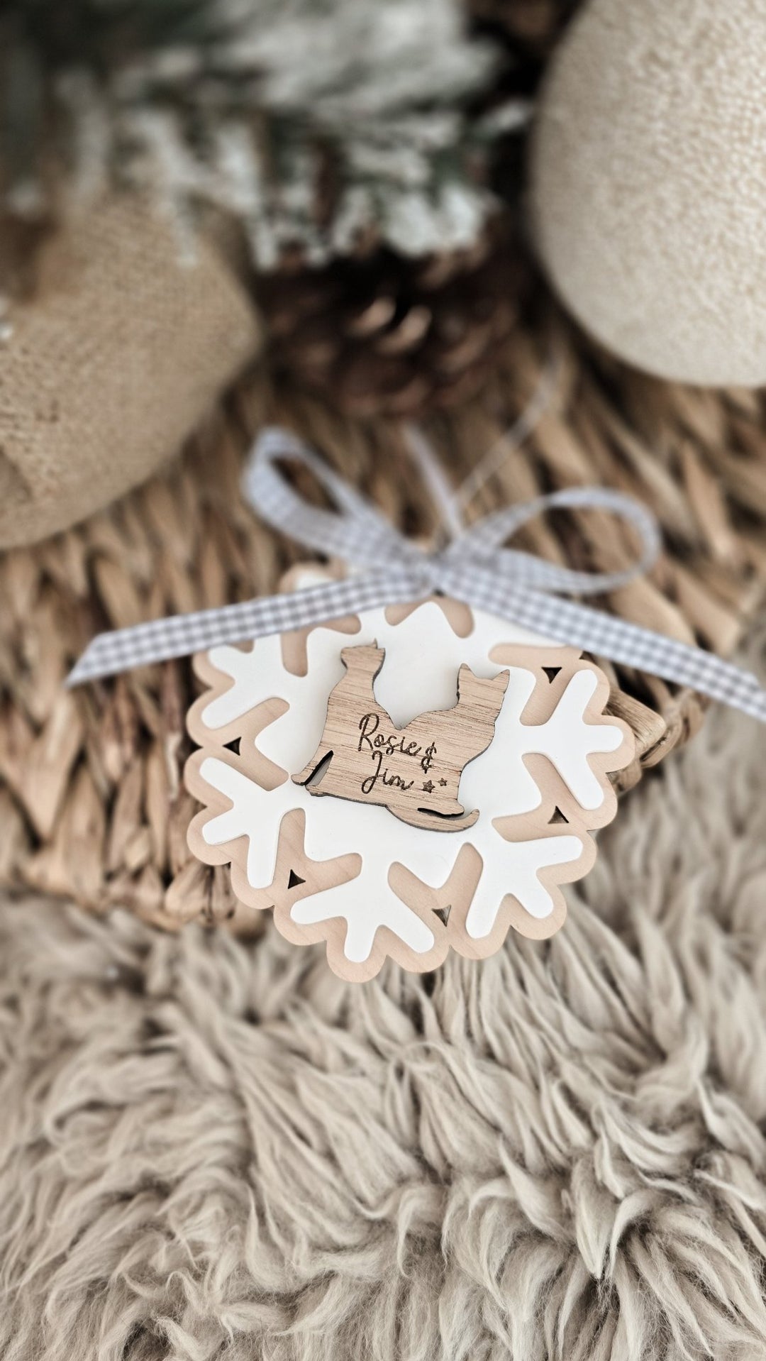 Personalised Cat Snowflake Decoration | Pet Memorial or Kitten’s First Christmas Ornament - TilleyTree