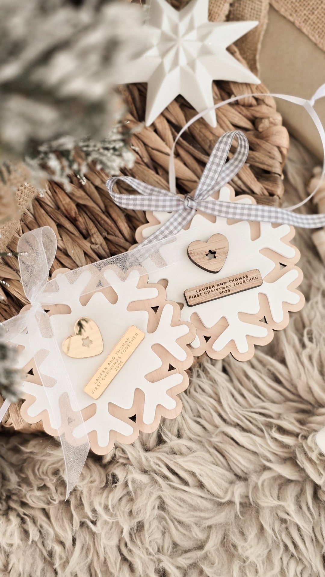 Personalised Couple’s First Christmas Snowflake - TilleyTree