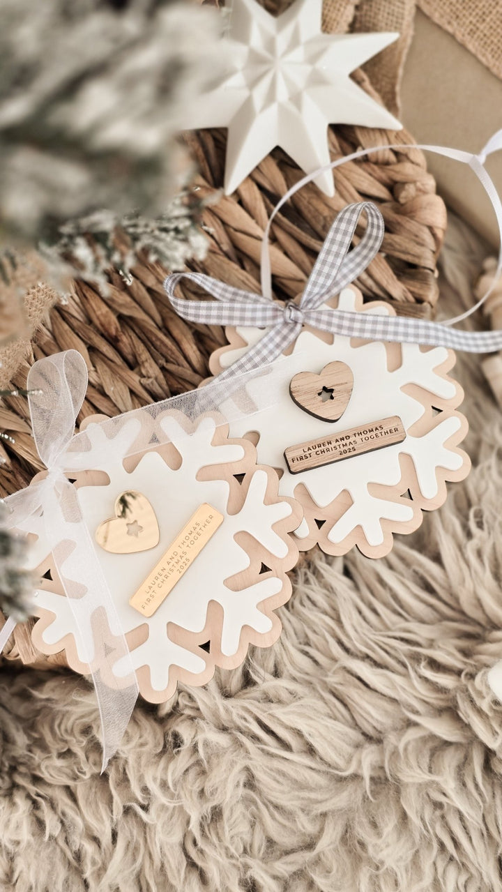 Personalised Couple’s First Christmas Snowflake - TilleyTree