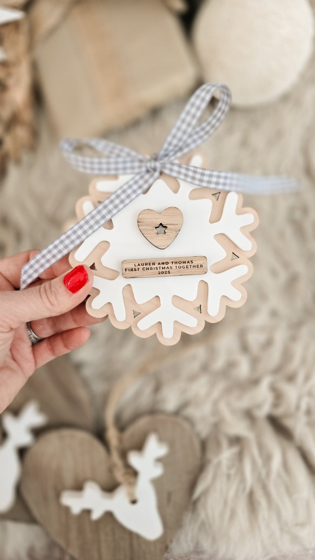 Personalised Couple’s First Christmas Snowflake - TilleyTree