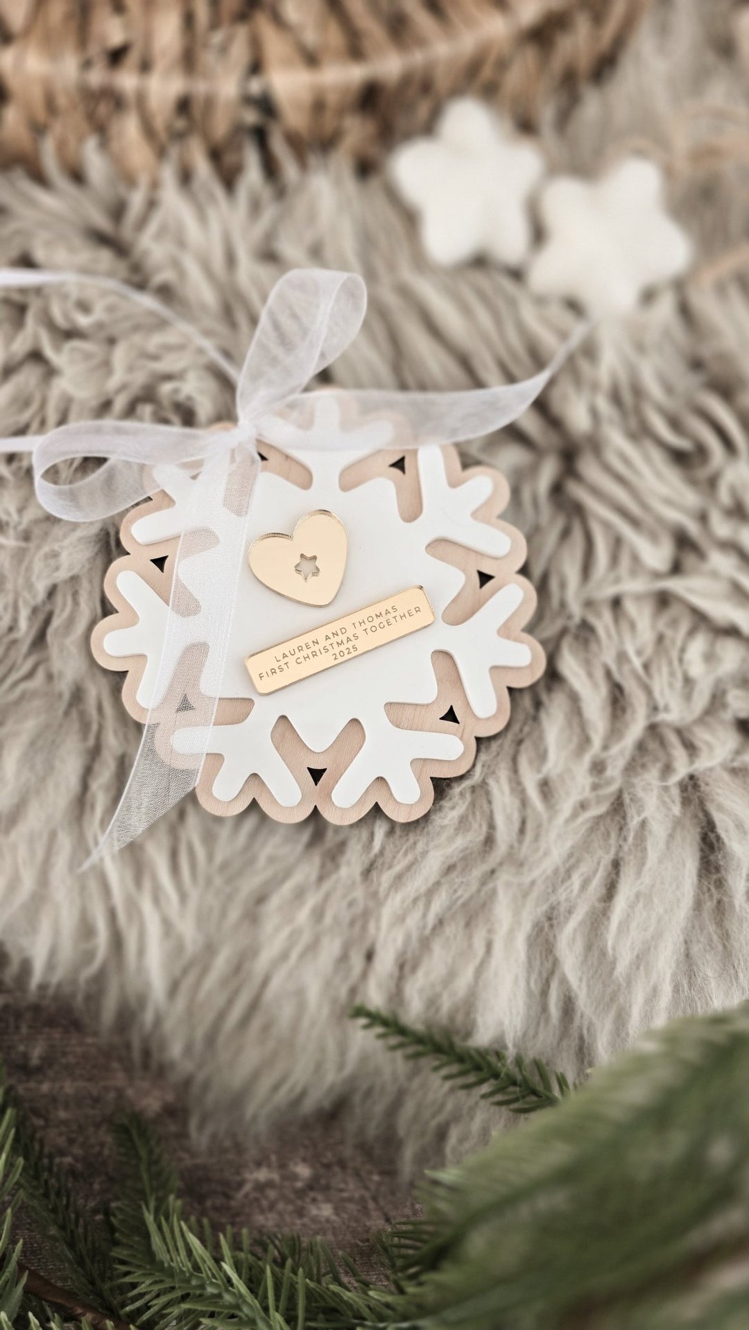 Personalised Couple’s First Christmas Snowflake - TilleyTree