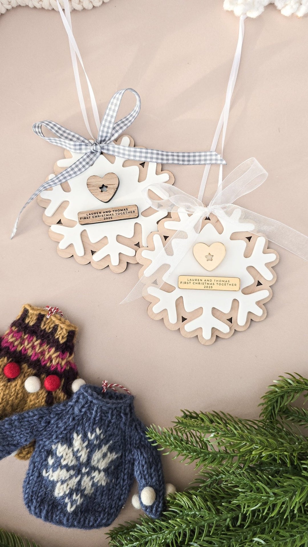 Personalised Couple’s First Christmas Snowflake - TilleyTree