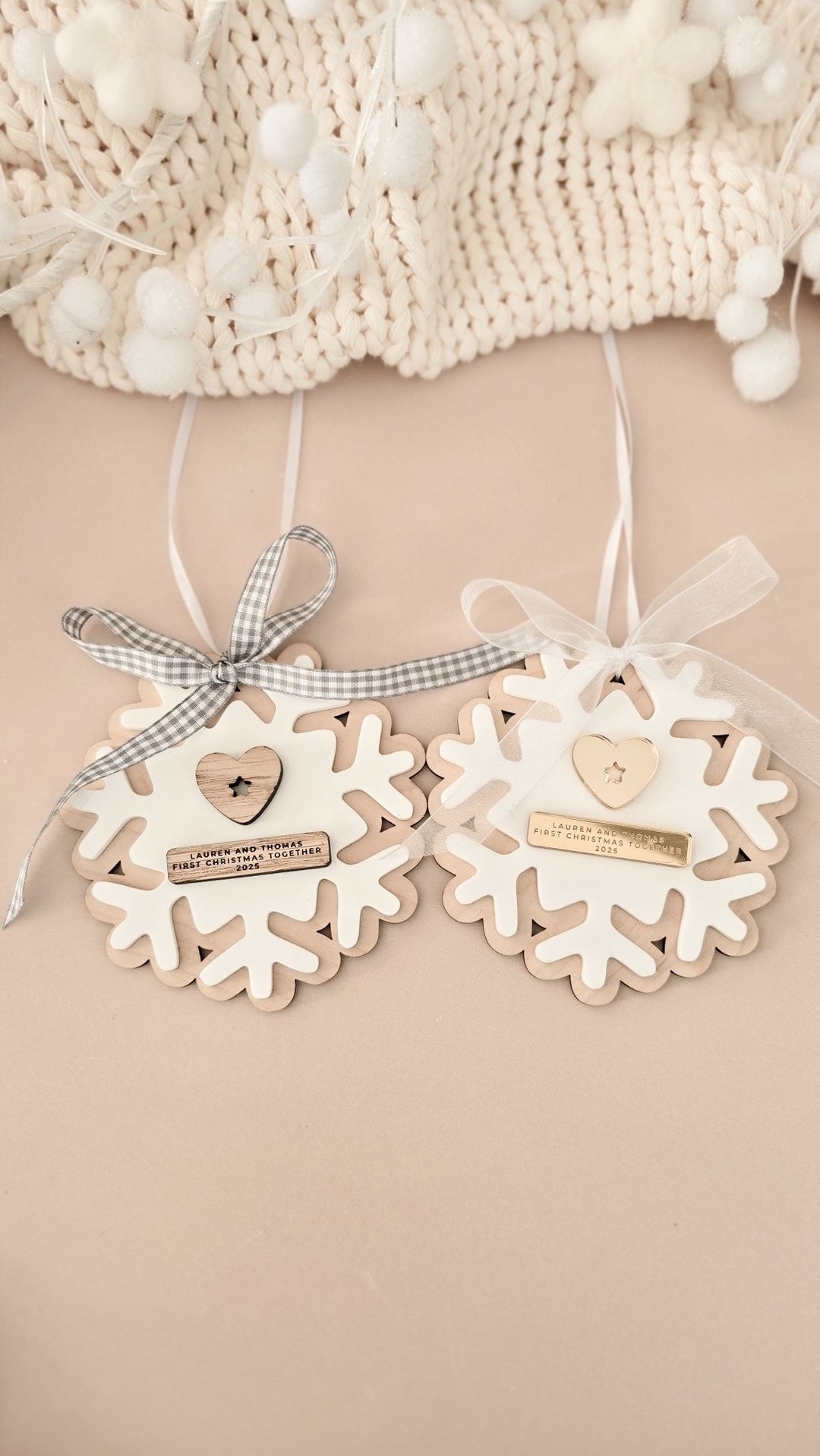 Personalised Couple’s First Christmas Snowflake - TilleyTree