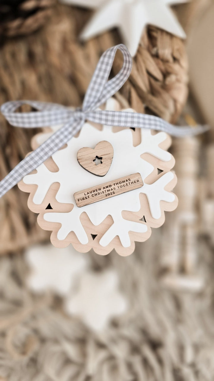 Personalised Couple’s First Christmas Snowflake - TilleyTree