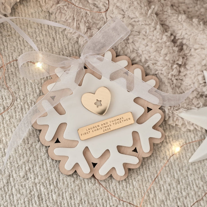 Personalised Couple’s First Christmas Snowflake - TilleyTree