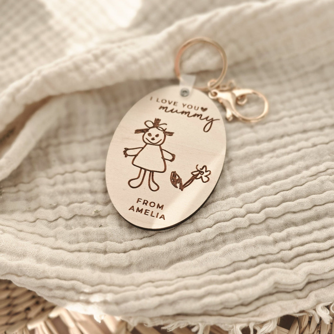 Personalised Drawing Keyring Keepsake - TilleyTree