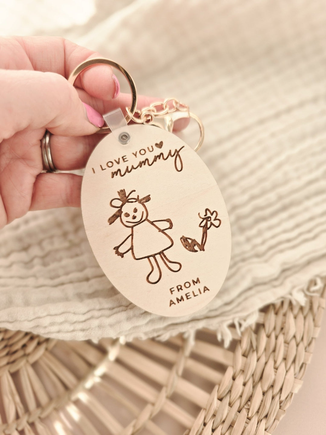 Personalised Drawing Keyring Keepsake - TilleyTree