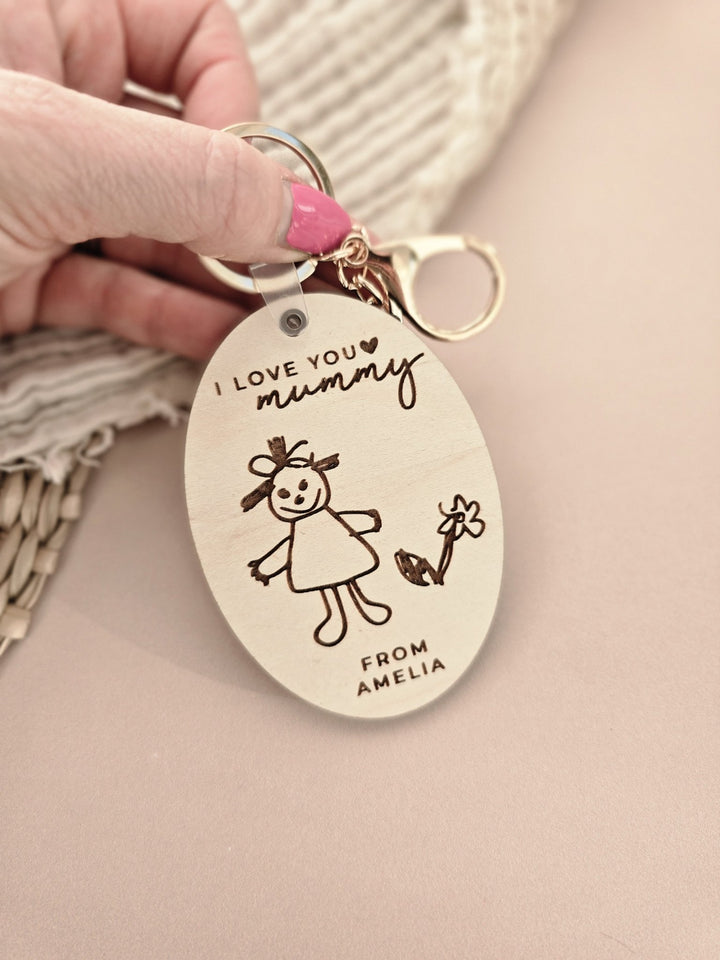 Personalised Drawing Keyring Keepsake - TilleyTree