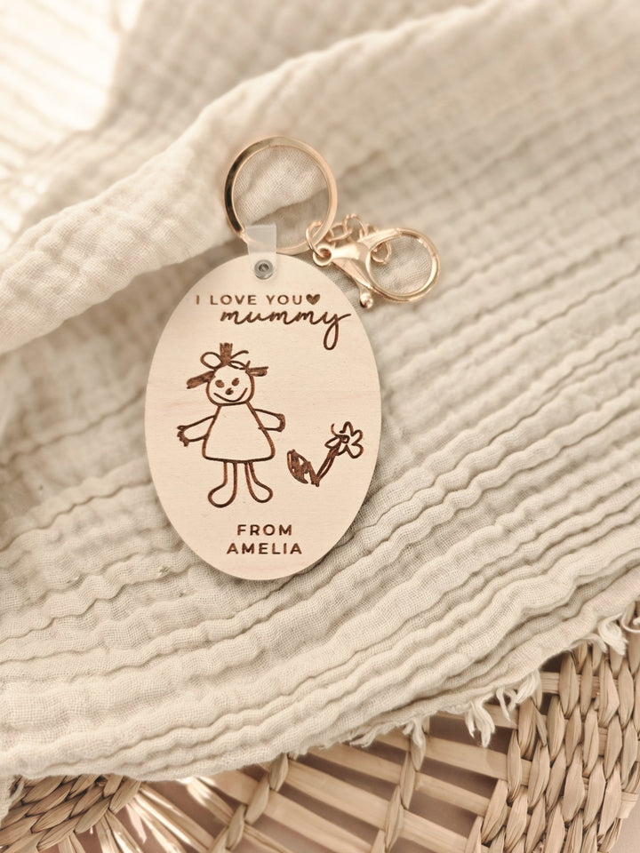 Personalised Drawing Keyring Keepsake - TilleyTree