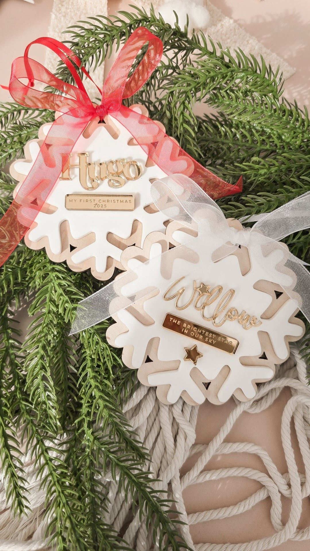 Personalised First Christmas Snowflake Decoration - TilleyTree