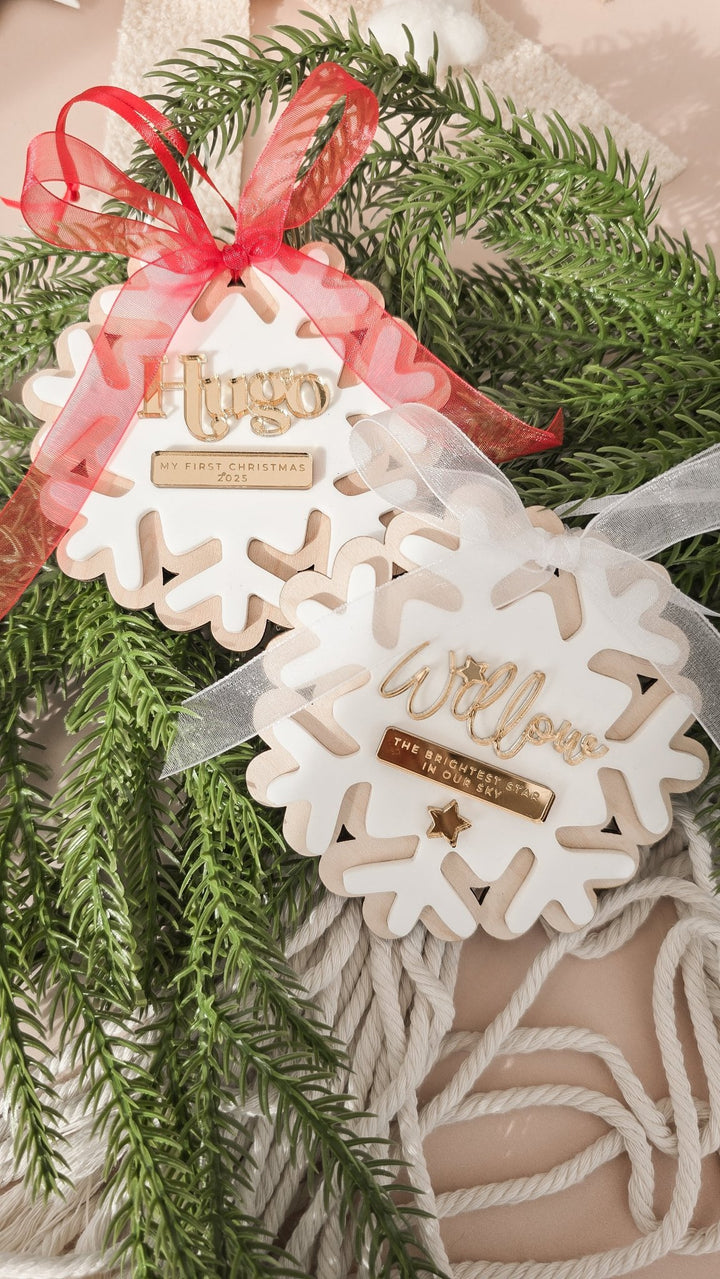 Personalised First Christmas Snowflake Decoration - TilleyTree