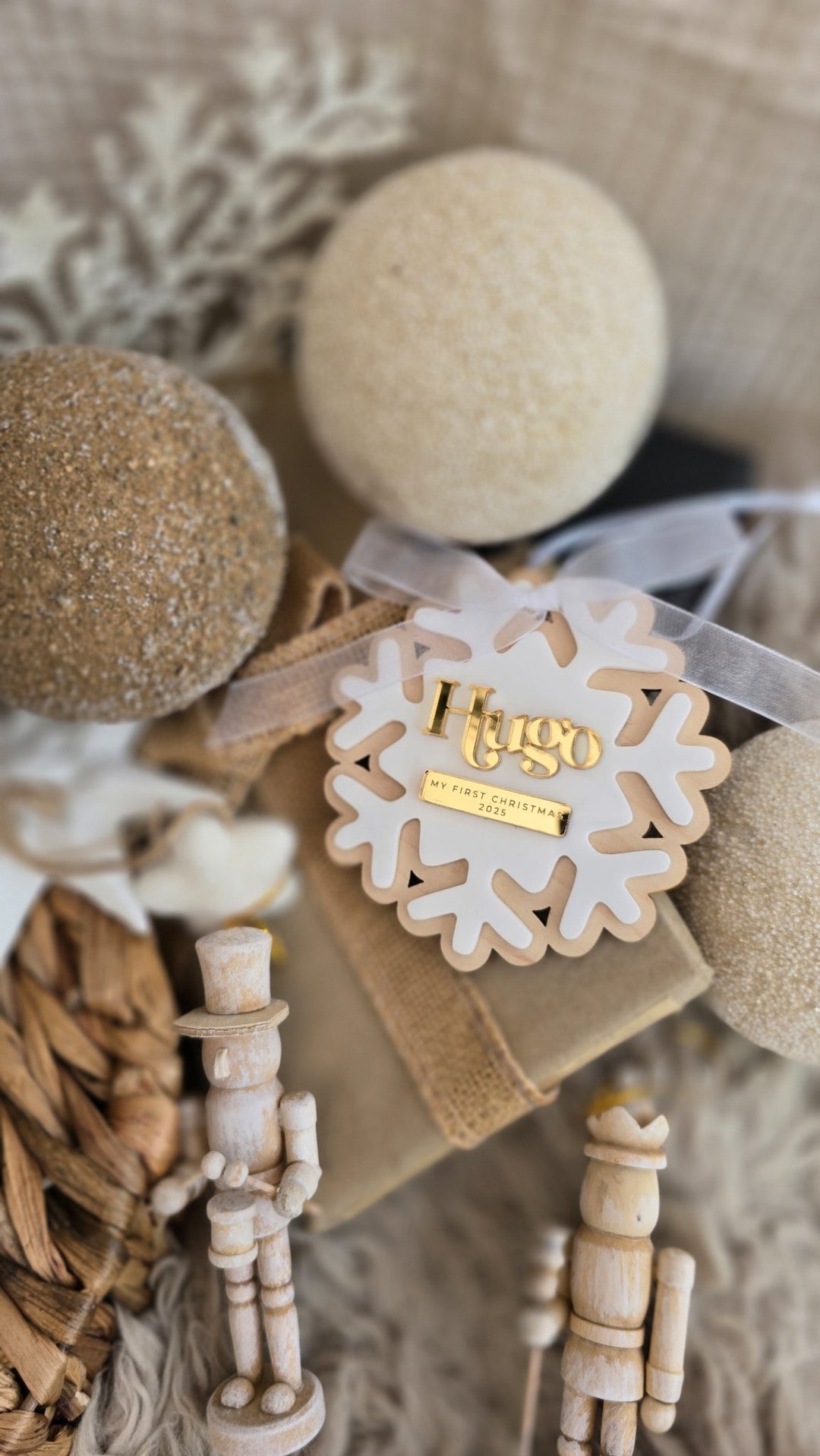 Personalised First Christmas Snowflake Decoration - TilleyTree