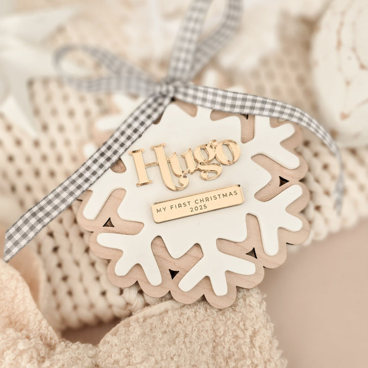 Personalised First Christmas Snowflake Decoration - TilleyTree