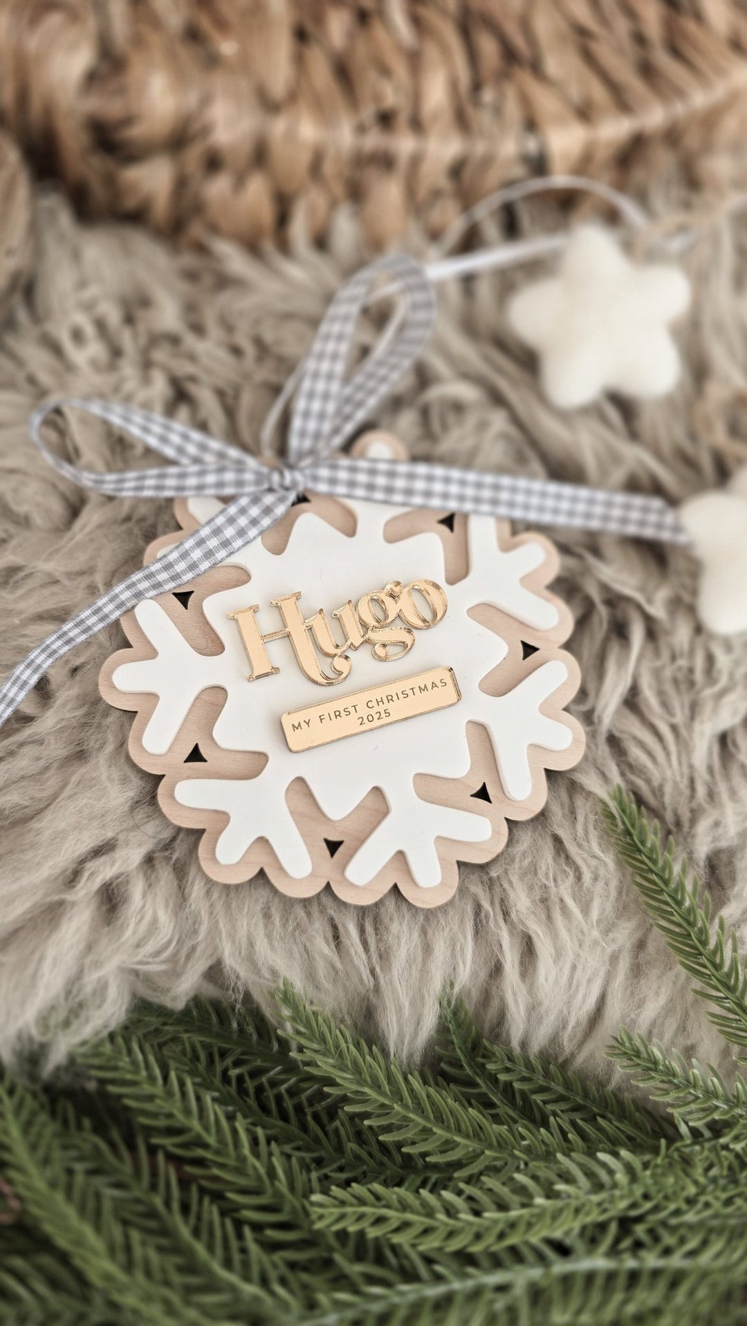Personalised First Christmas Snowflake Decoration - TilleyTree