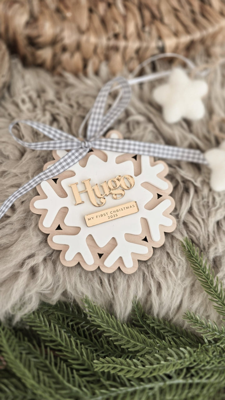 Personalised First Christmas Snowflake Decoration - TilleyTree