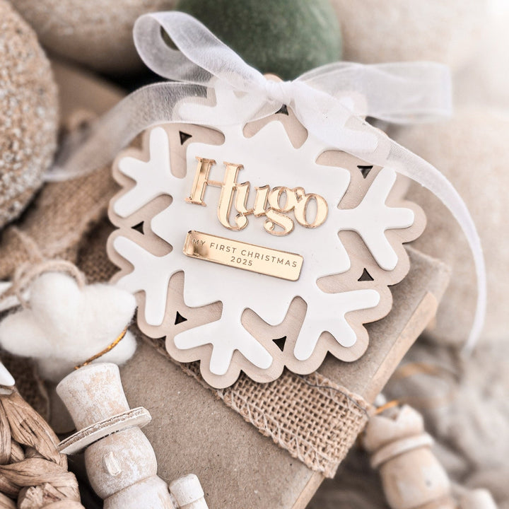 Personalised First Christmas Snowflake Decoration - TilleyTree