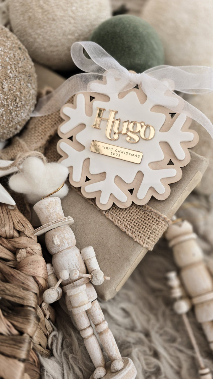 Personalised First Christmas Snowflake Decoration - TilleyTree
